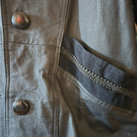 Vintage leather Duster, trench coat, small, black - Picture 3 of 6